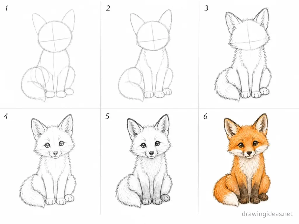 How to draw an animal step by step — 6-step animal drawing tutorial grid