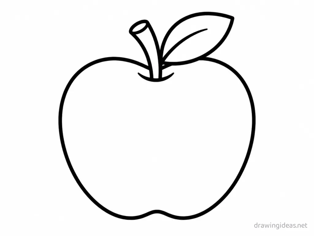 Easy apple drawing — easy style apple sketch