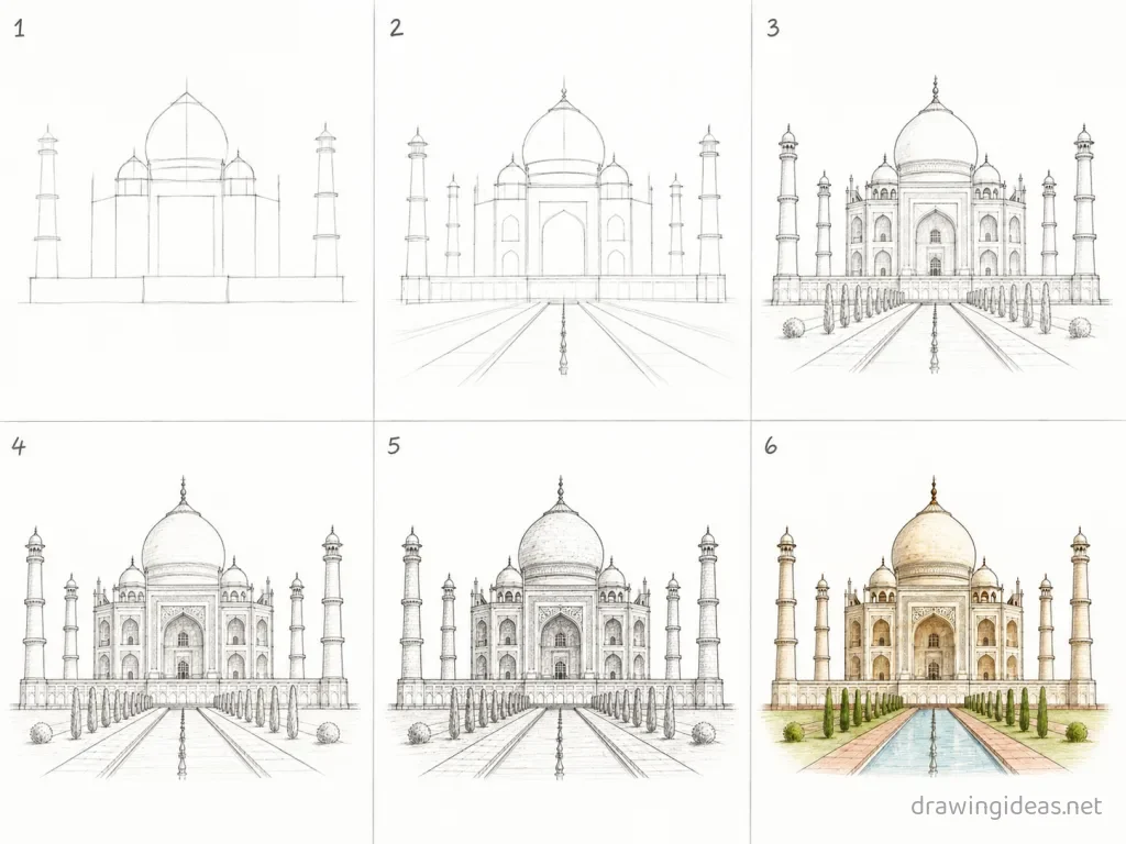 How to draw an architecture step by step — 6-step architecture drawing tutorial grid