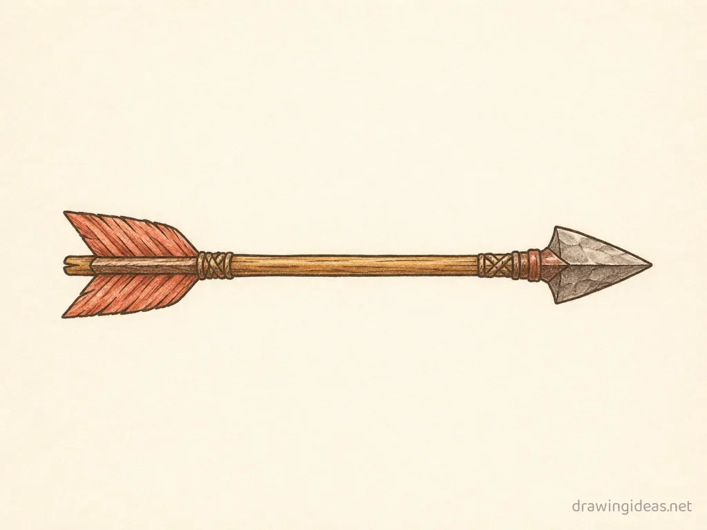 Arrow drawing — hand-drawn arrow illustration with ink lines and soft colors