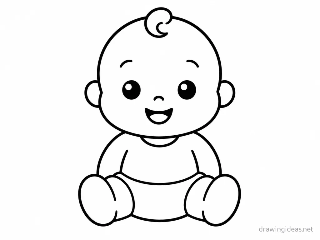 Easy baby drawing — easy style baby sketch