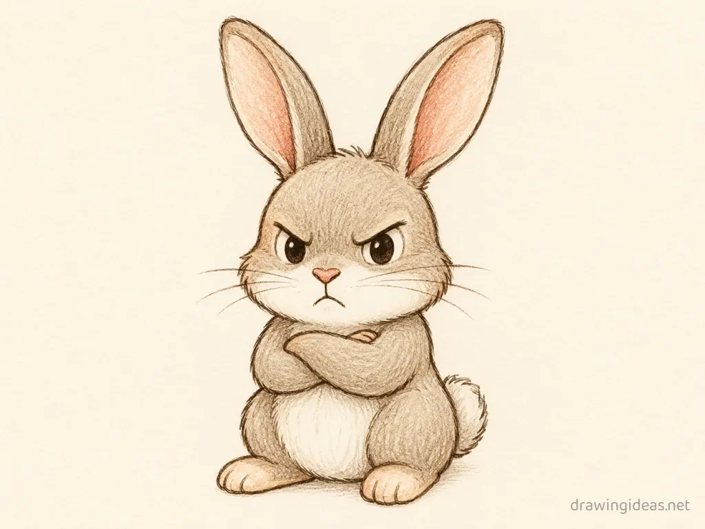 Bad Bunny drawing — hand-drawn Bad Bunny illustration with ink lines and soft colors