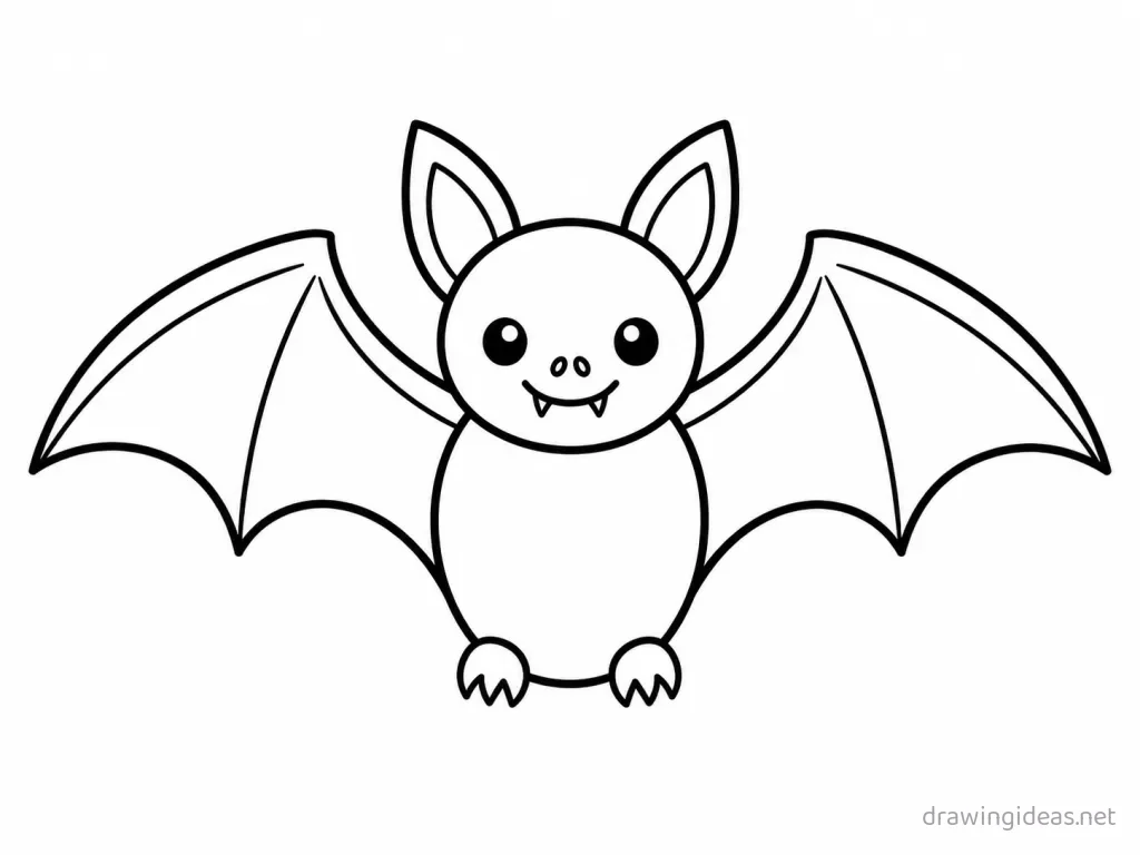 Easy bat drawing — easy style bat sketch