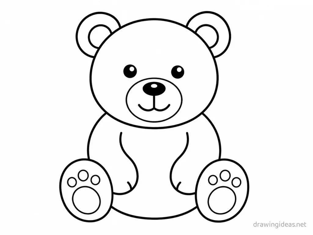 Easy bear drawing — easy style bear sketch