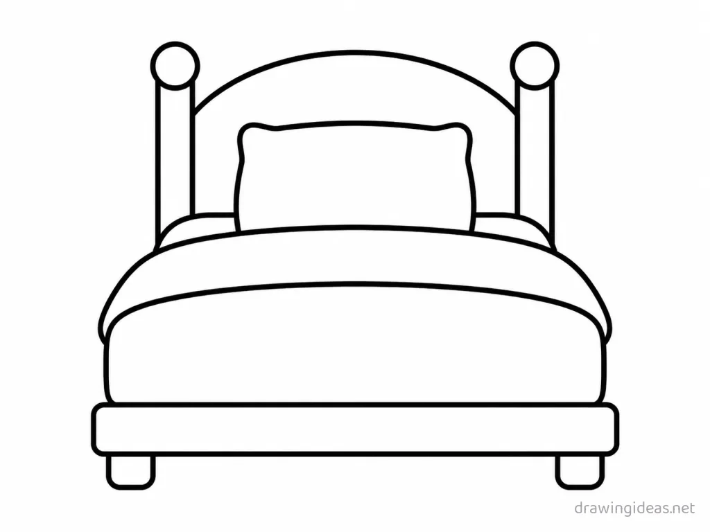Easy bed drawing — easy style bed sketch