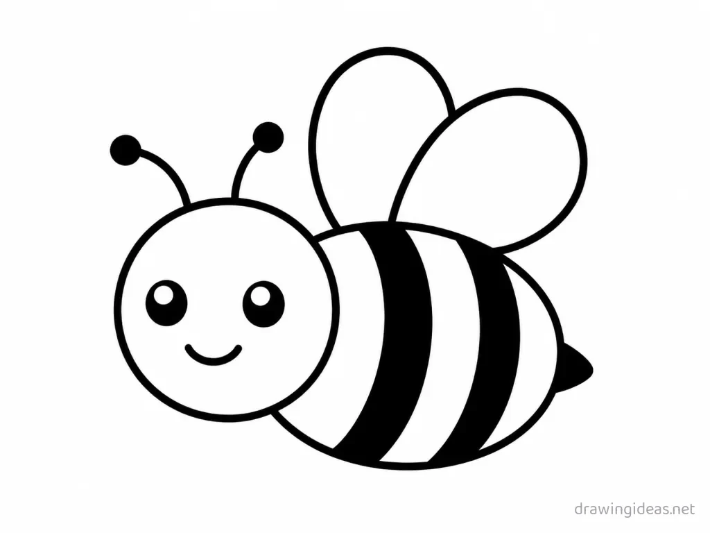 Easy bee drawing — easy style bee sketch