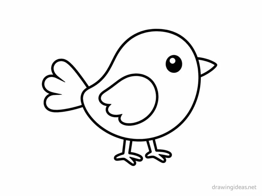 Easy bird drawing — easy style bird sketch