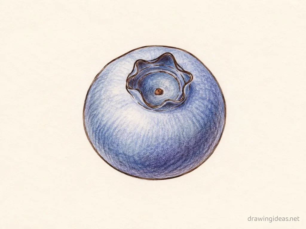 Blueberry drawing — hand-drawn blueberry illustration with ink lines and soft colors