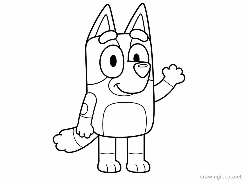 Easy Bluey drawing — easy style Bluey sketch