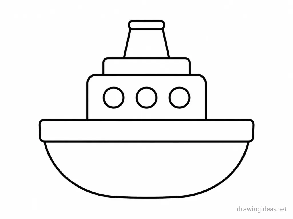 Easy boat drawing — easy style boat sketch