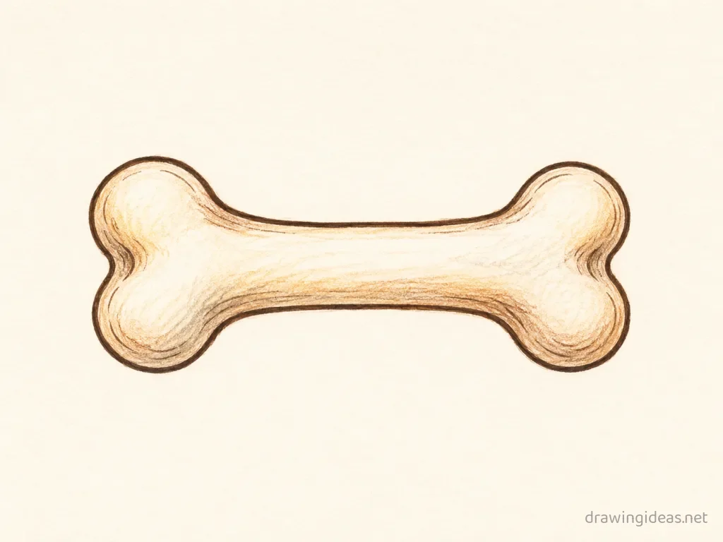 Bone drawing — hand-drawn bone illustration with ink lines and soft colors