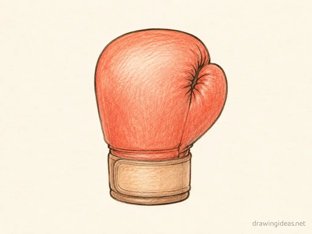 Boxing Glove drawing — hand-drawn boxing glove illustration with ink lines and soft colors