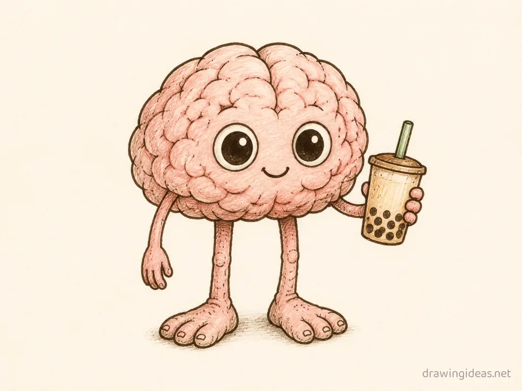 Brainrot drawing — hand-drawn brainrot illustration with ink lines and soft colors