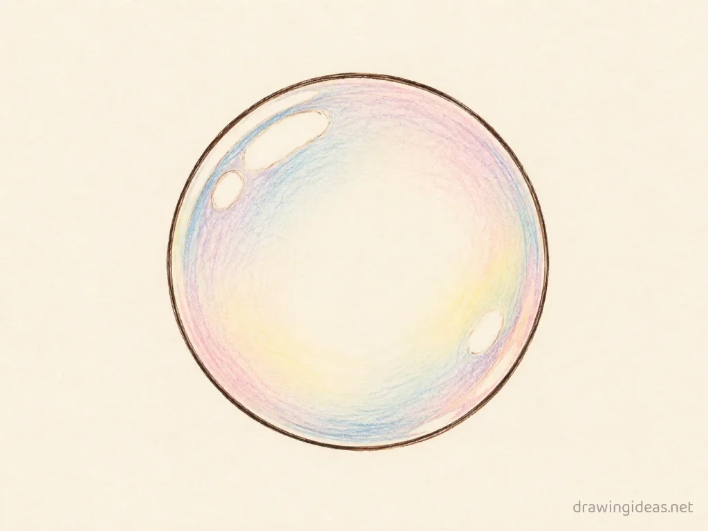 Bubble drawing — hand-drawn bubble illustration with ink lines and soft colors