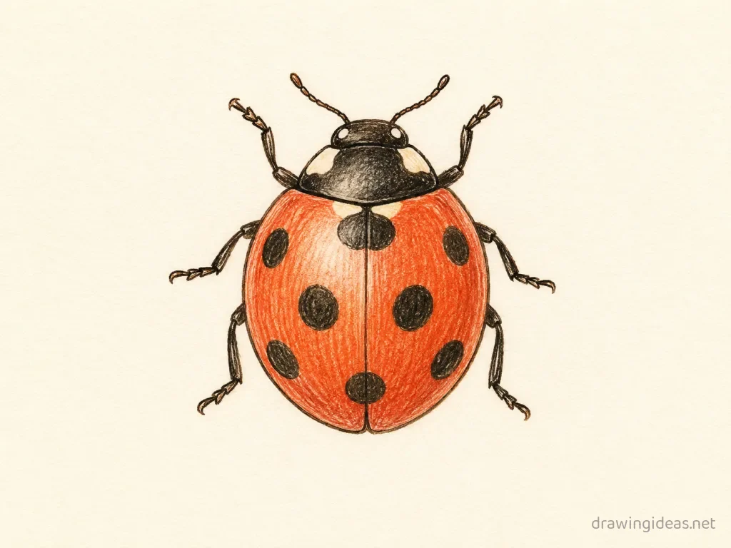 Bug drawing — hand-drawn bug illustration with ink lines and soft colors