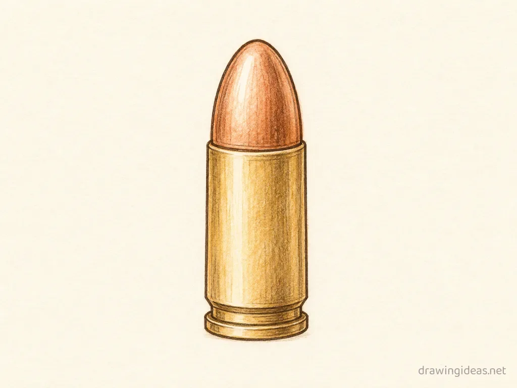Bullet drawing — hand-drawn bullet illustration with ink lines and soft colors