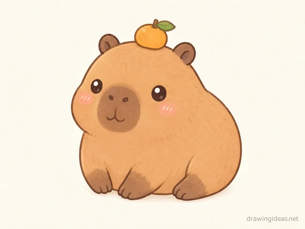 Cute capybara drawing — cute style capybara sketch