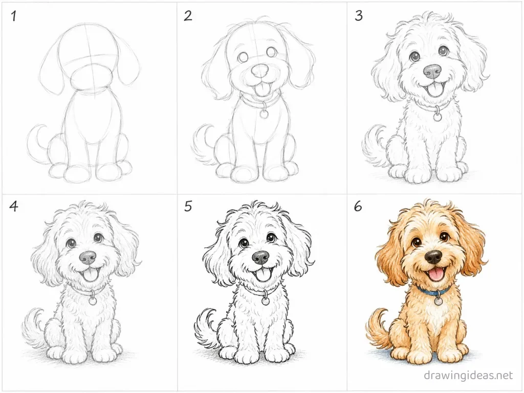 How to draw a caricature step by step — 6-step caricature drawing tutorial grid