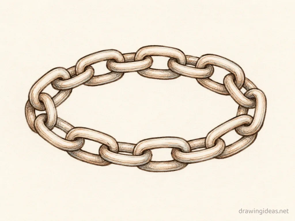 Chain drawing — hand-drawn chain illustration with ink lines and soft colors