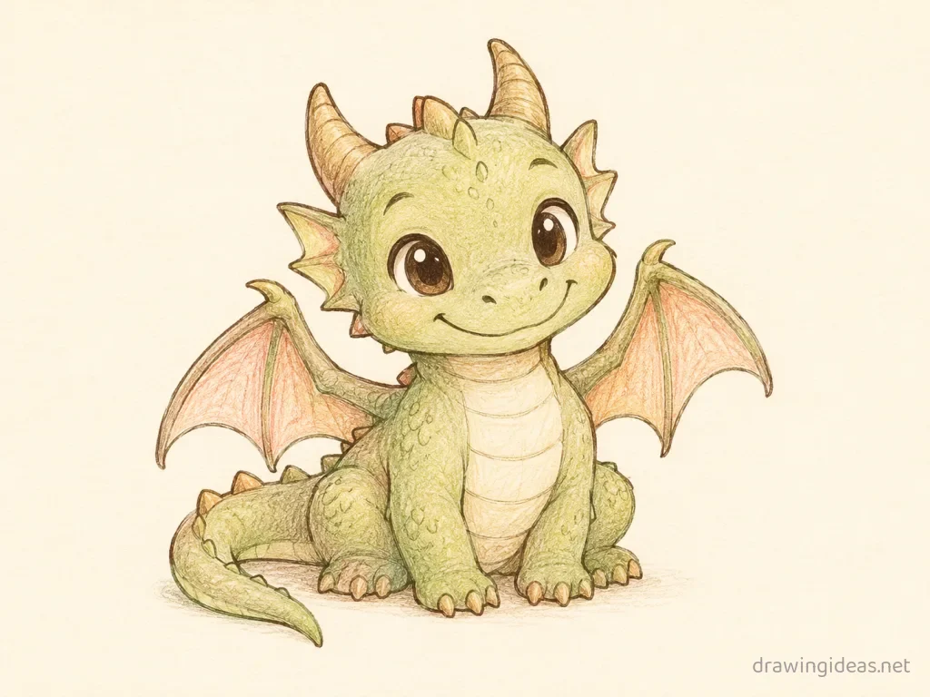 Character drawing — hand-drawn character illustration with ink lines and soft colors