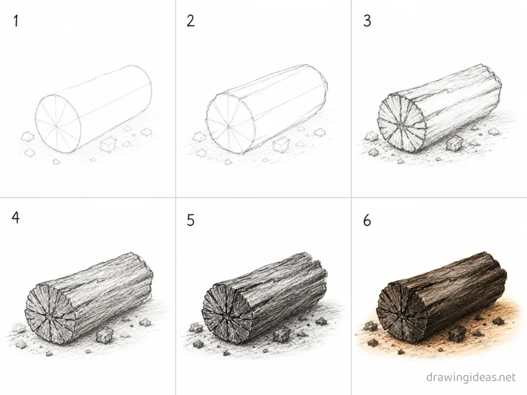 How to draw a charcoal step by step — 6-step charcoal drawing tutorial grid
