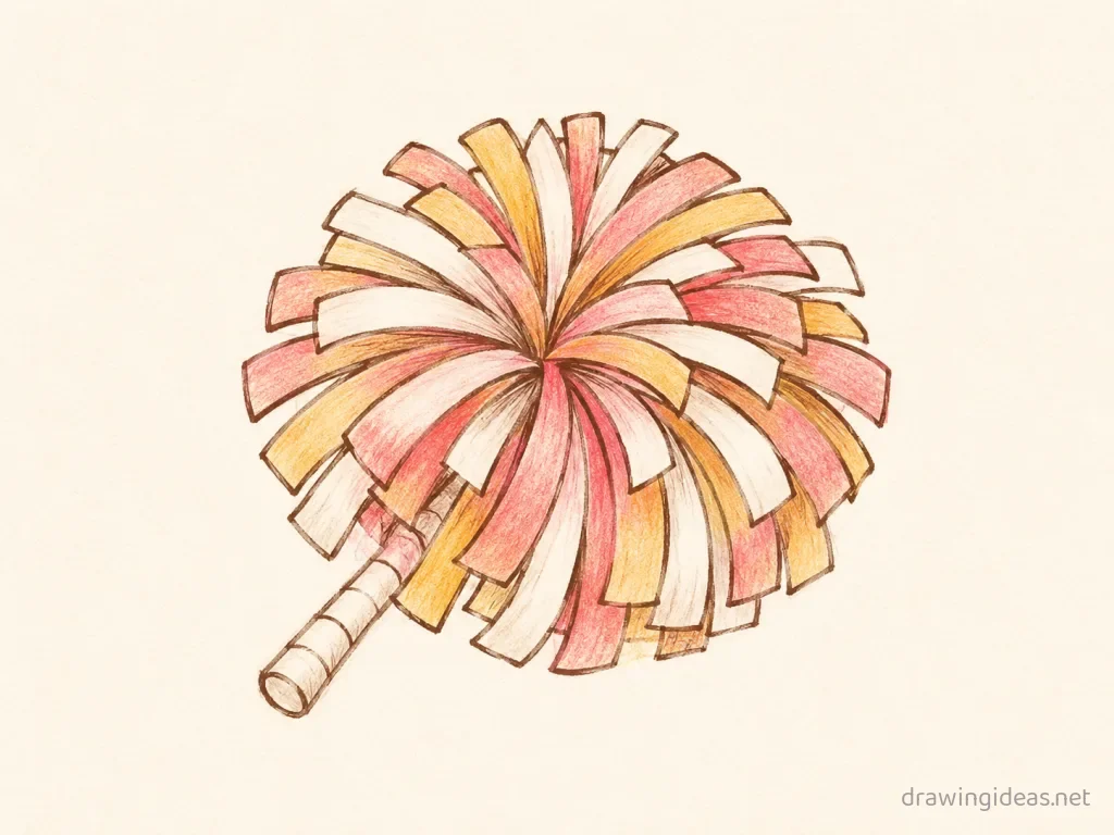 Cheer drawing — hand-drawn cheer illustration with ink lines and soft colors