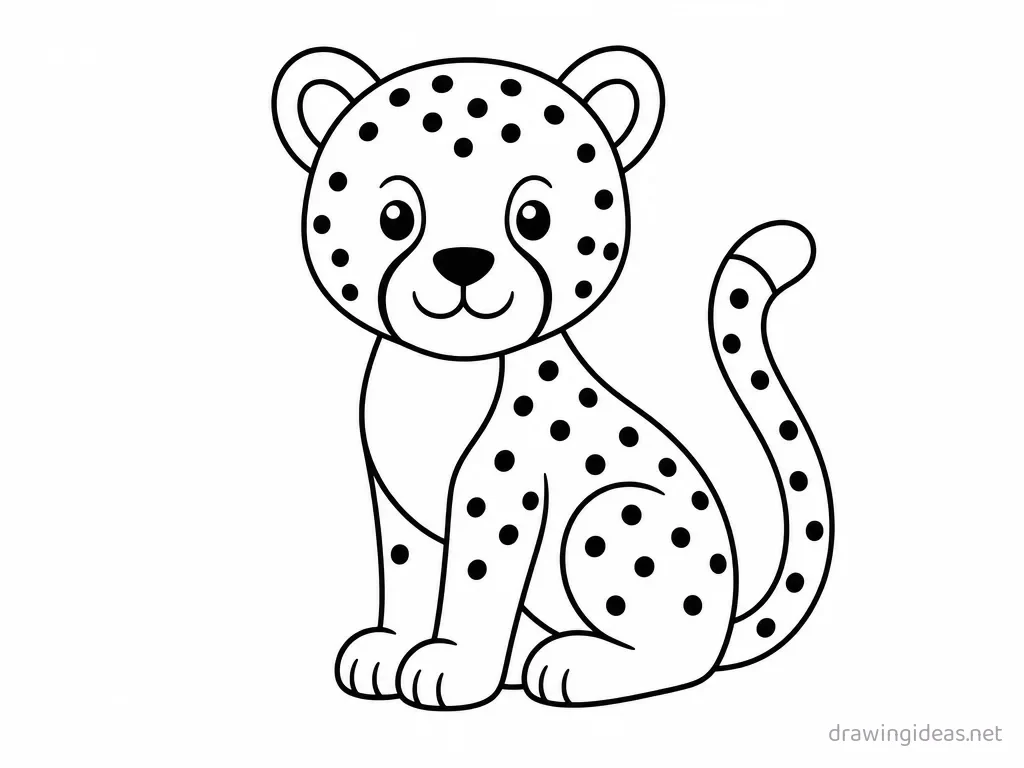 Easy cheetah drawing — easy style cheetah sketch