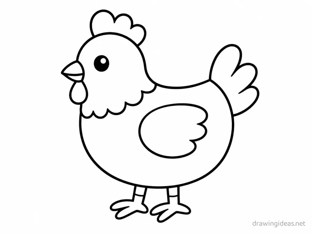 Easy chicken drawing — easy style chicken sketch