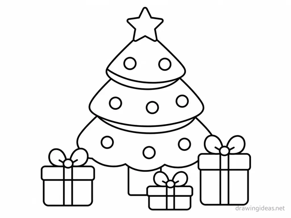 Easy Christmas drawing — easy style Christmas sketch