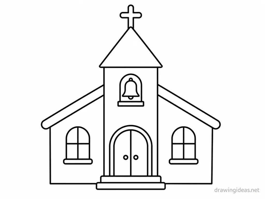 Easy church drawing — easy style church sketch
