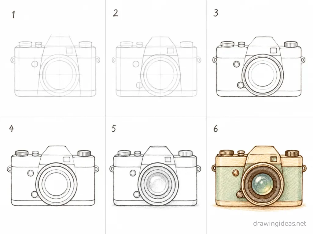 How to draw clipart step by step — 6-step clipart drawing tutorial grid