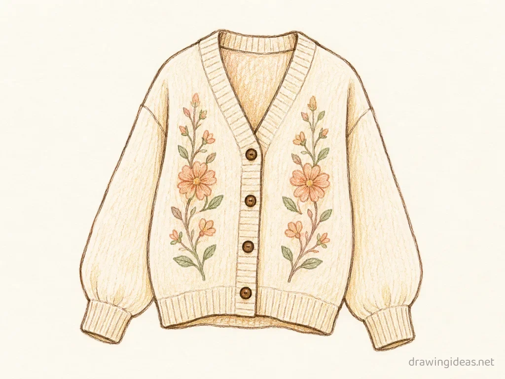 Clothes drawing — hand-drawn clothes illustration with ink lines and soft colors