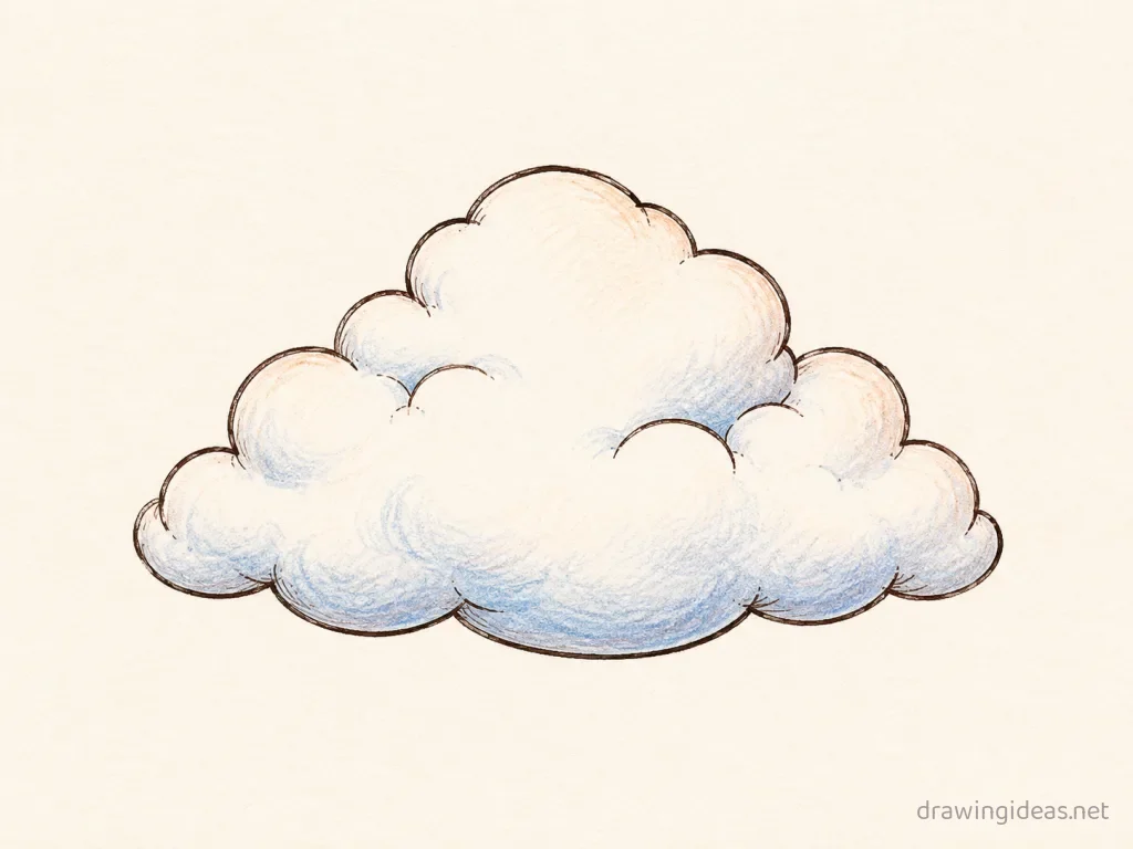 Cloud drawing — hand-drawn cloud illustration with ink lines and soft colors