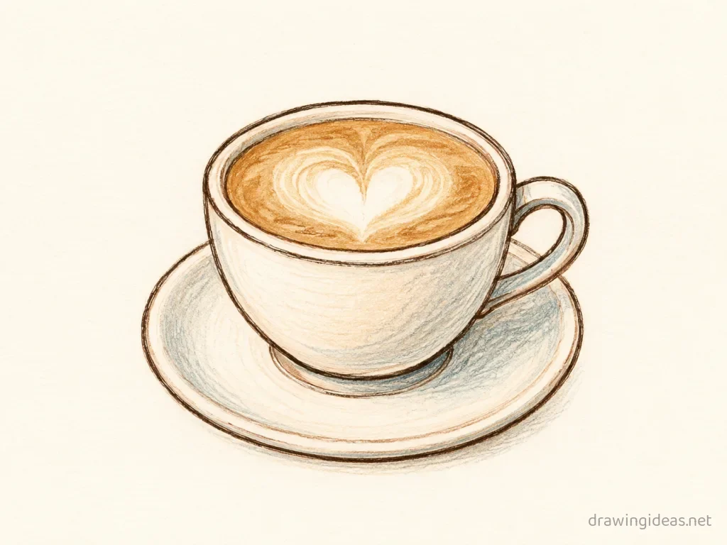 Coffee drawing — hand-drawn coffee illustration with ink lines and soft colors