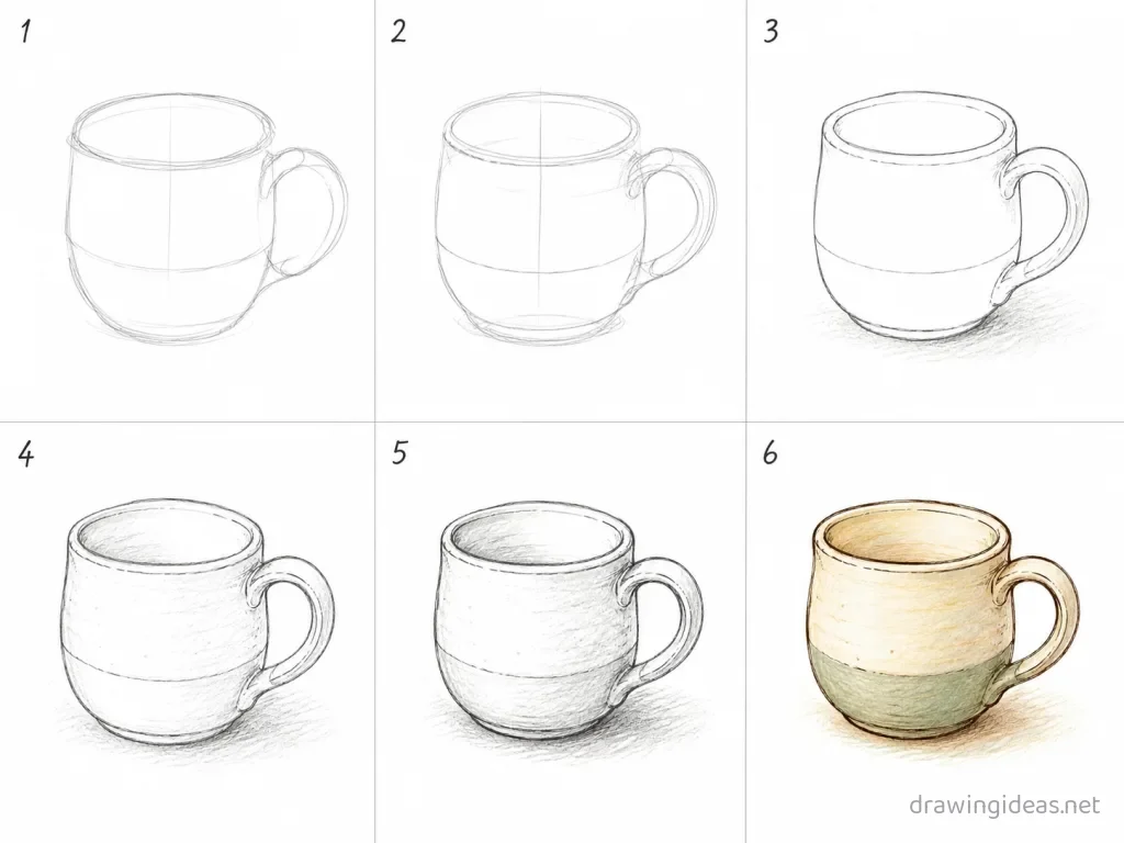 How to draw contour step by step — 6-step contour drawing tutorial grid