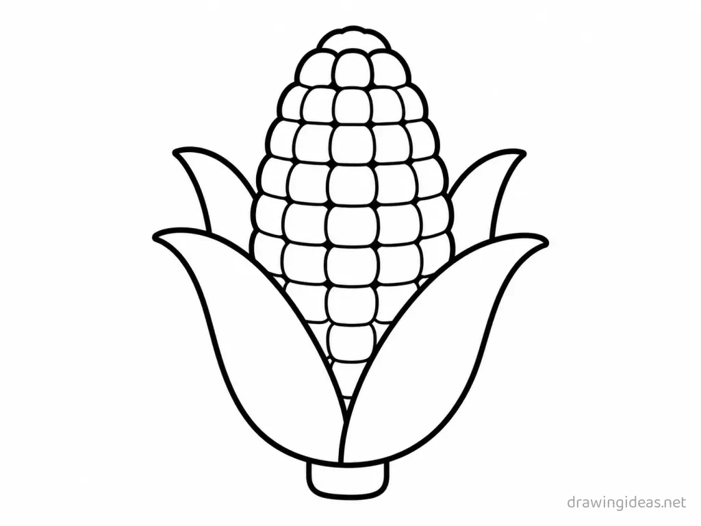Easy corn drawing — easy style corn sketch
