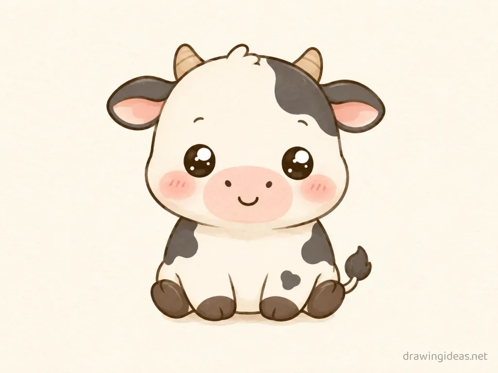 Cute cow drawing — cute style cow sketch