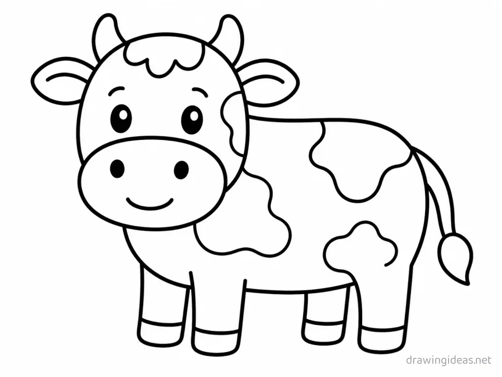 Easy cow drawing — easy style cow sketch