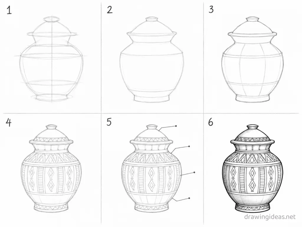 How to draw culture step by step — 6-step culture drawing tutorial grid