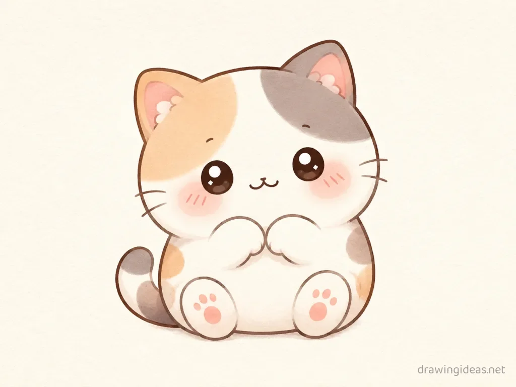 Cat drawing — hand-drawn cat illustration with ink lines and soft colors