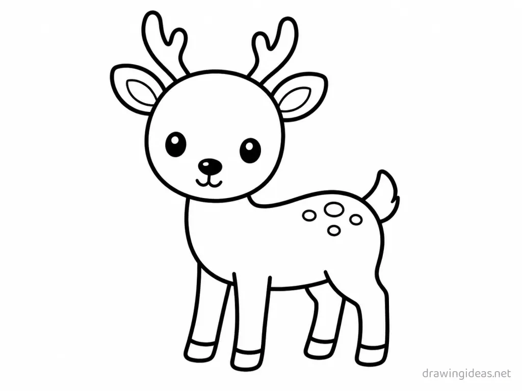 Easy deer drawing — easy style deer sketch