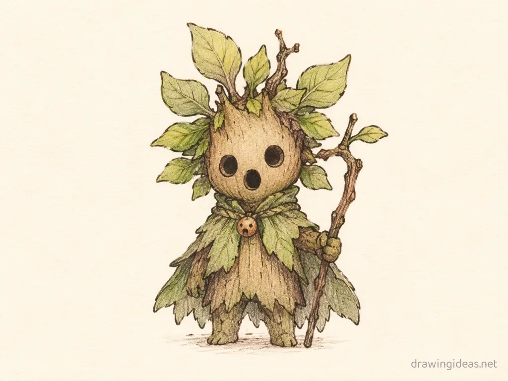 Deku drawing — hand-drawn Deku illustration with ink lines and soft colors