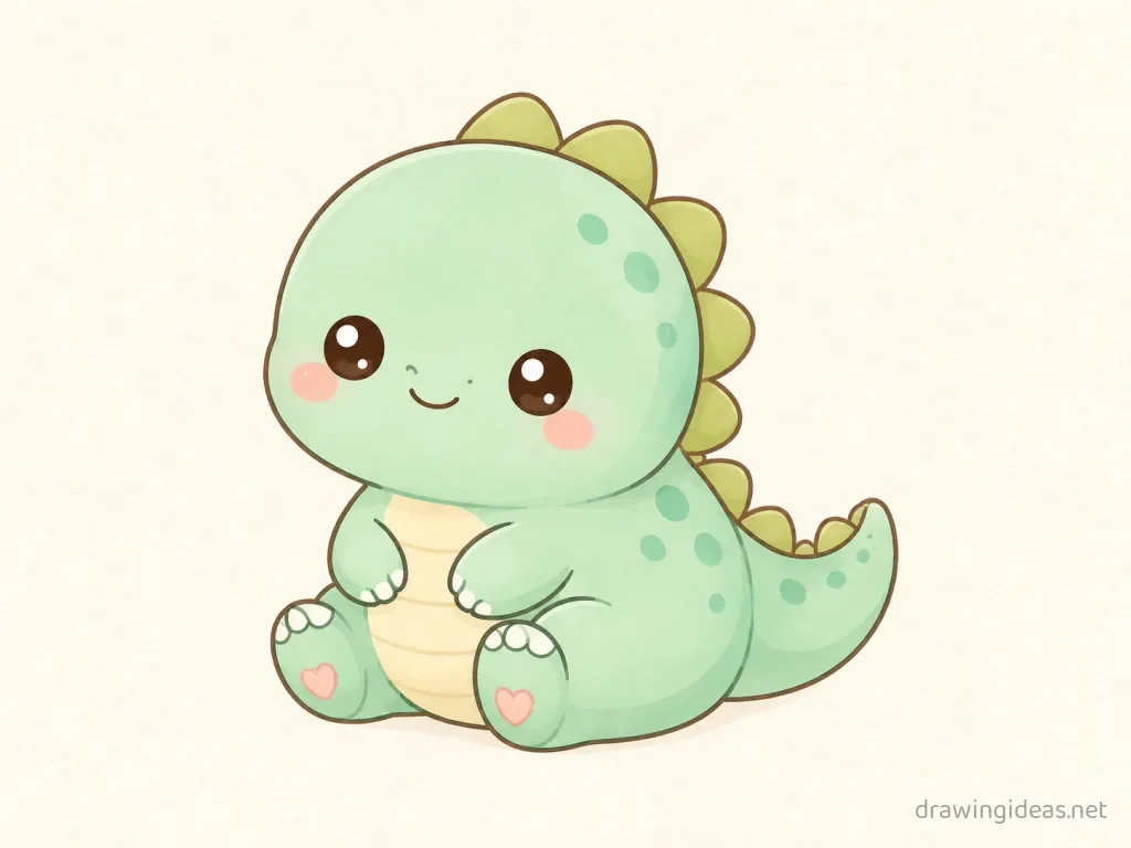 Cute dinosaur drawing — cute style dinosaur sketch