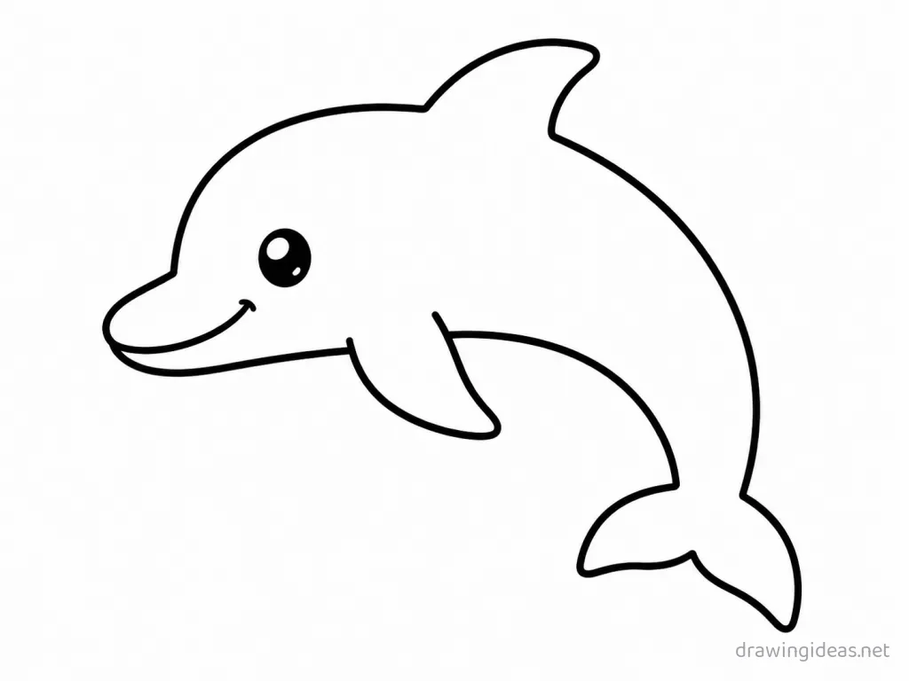 Easy dolphin drawing — easy style dolphin sketch