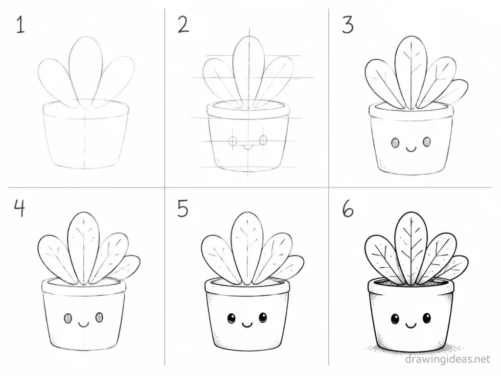 How to draw a doodle step by step — 6-step doodle drawing tutorial grid