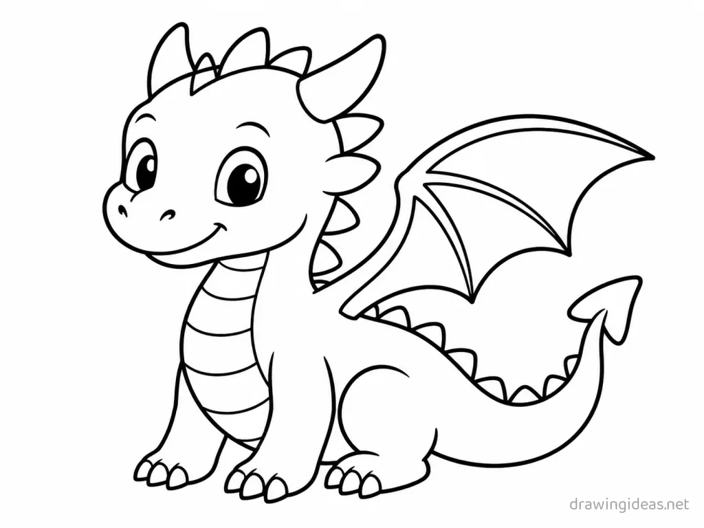 Easy dragon drawing — easy style dragon sketch