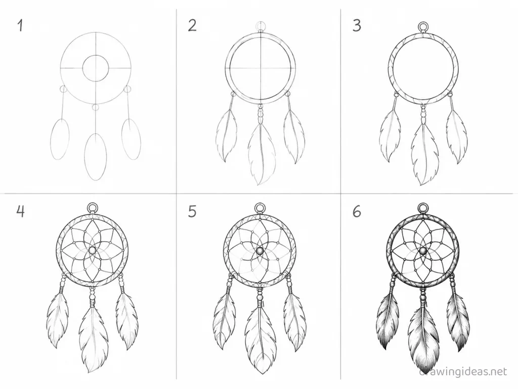 How to draw a dream step by step — 6-step dream drawing tutorial grid