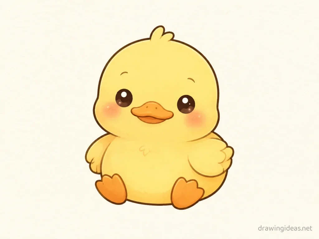 Cute duck drawing — cute style duck sketch