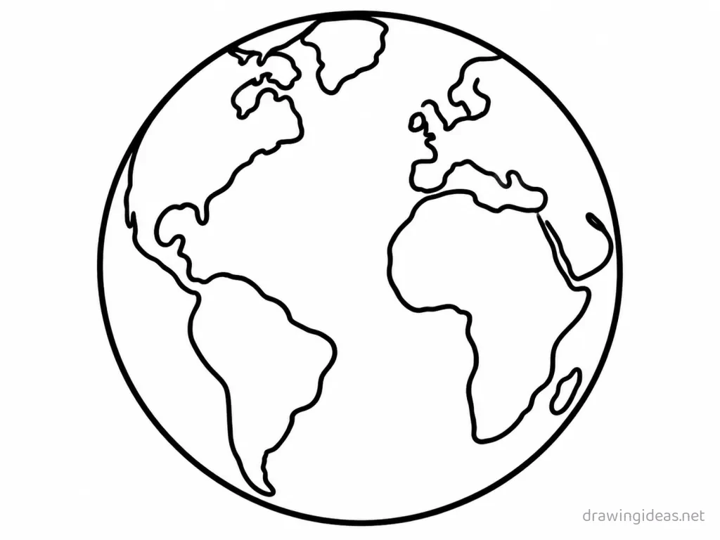 Easy Earth drawing — easy style Earth sketch