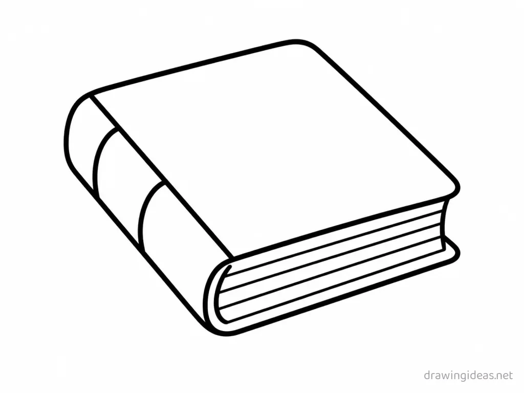 Book drawing — hand-drawn book illustration with ink lines and soft colors